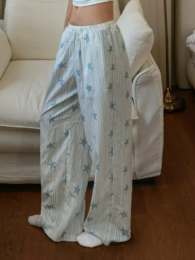 summer Star-Striped Printed Home Sleep Pants Women's Casual Wearable Home Trousers
