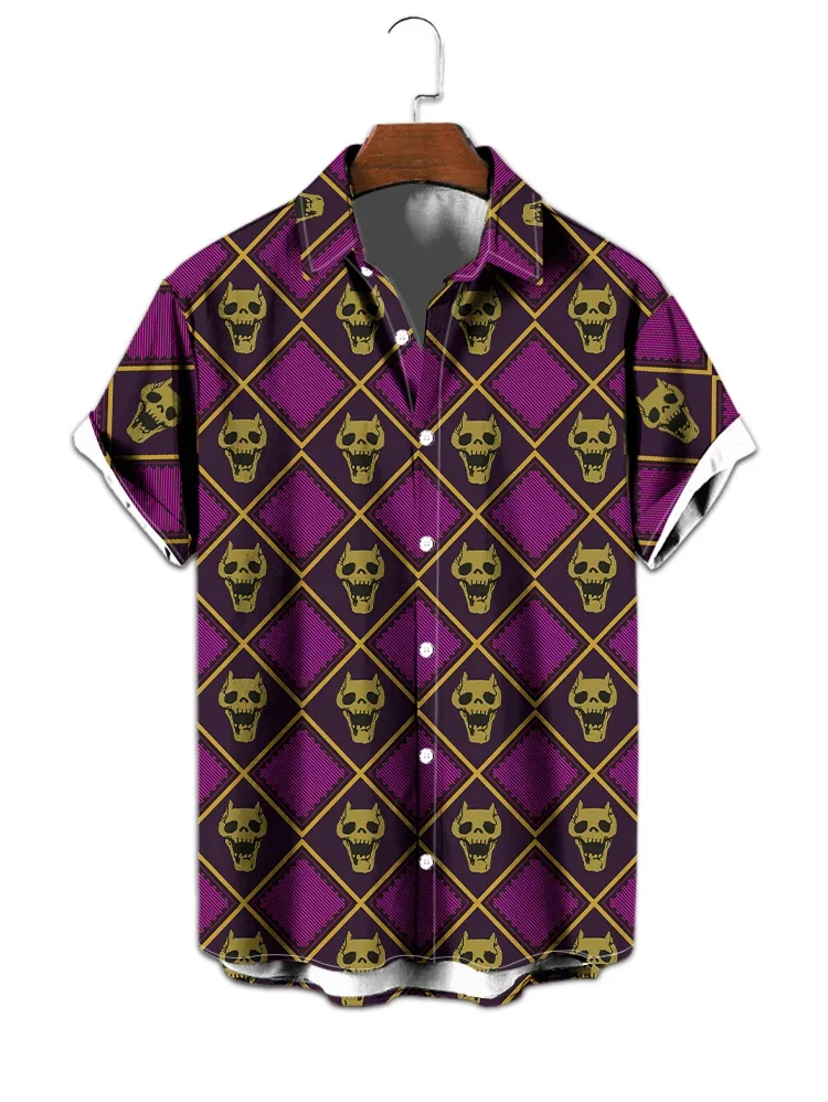 Baju lengan pendek longgar musim panas, Baju Pria populer luar ruangan High Street, baju motif Digital 3d berlian, baju lengan pendek longgar musim panas, Busana Vintage