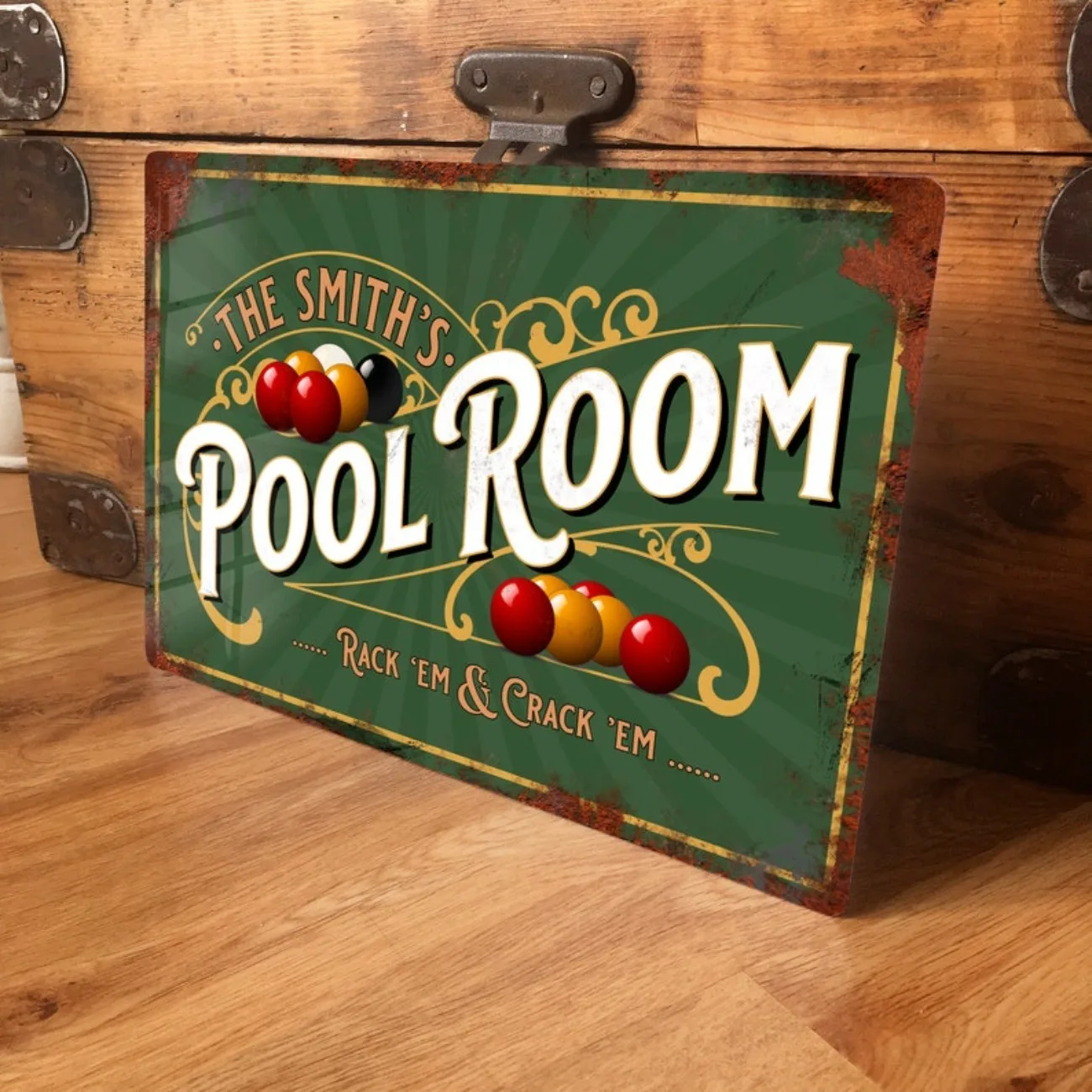 Custom Personalised Pool Room Metal Sign - Waterproof Aluminium for Games Room, Vintage Retro Wall/Door Decor Accessory.