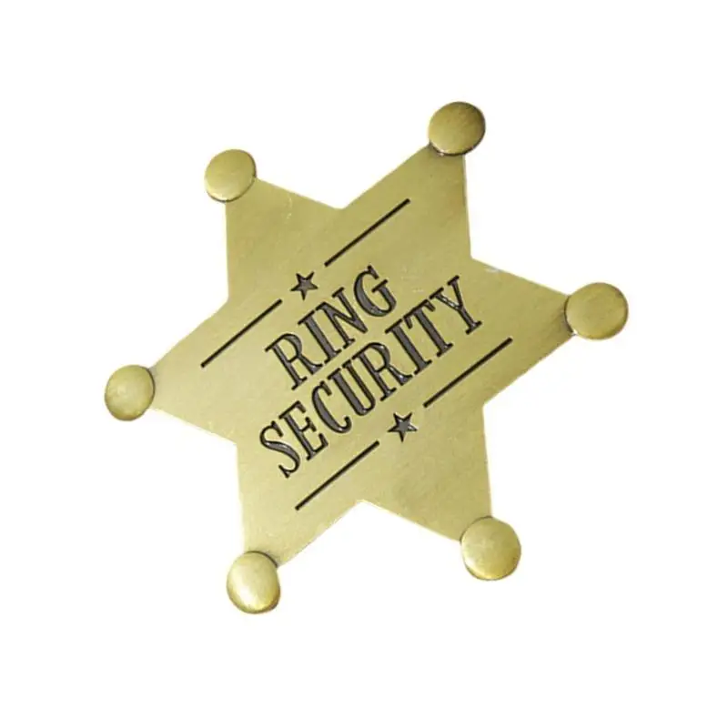 A52E Hexagonal Star Badge Rings Security Badge Pin Decorations Wedding Accessories Rings Bearer Badge Gift for Boys