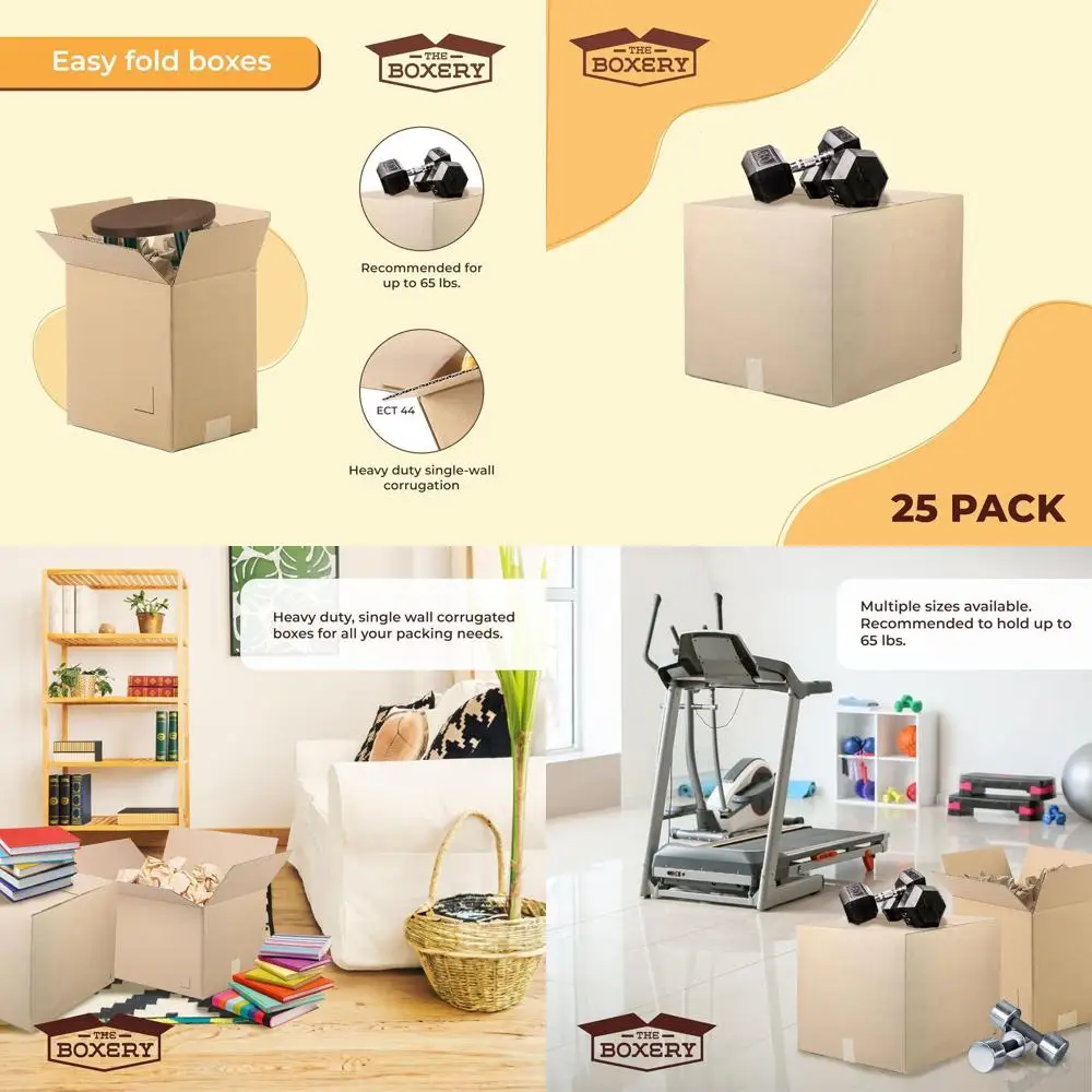 

25-Pack 20x18x16 Heavy-Duty ECT44 Brown Corrugated Cardboard Boxes for Shipping, Packing, Moving, Storage, and Recycling - Made