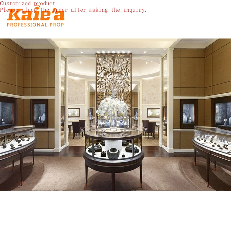 

High-end Jewelry Shop Jewelry Showcase with LED Light Wood and Glass Display showcase