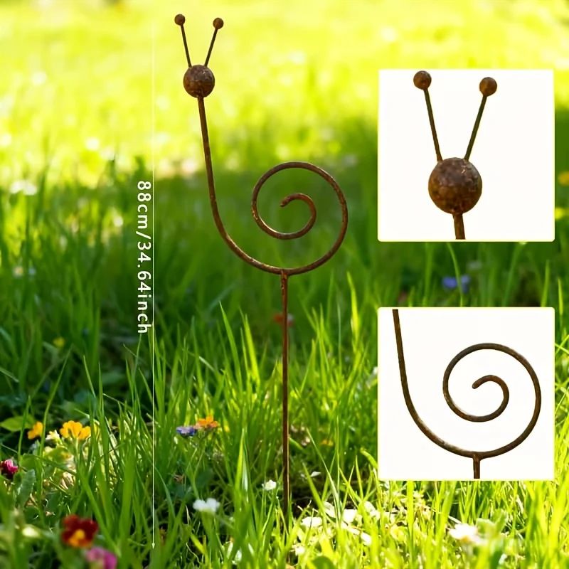Rustic Metal Snail Garden Stake Rustproof Plant Support Yard Art Ornament for Flower Bed Decor - view 2