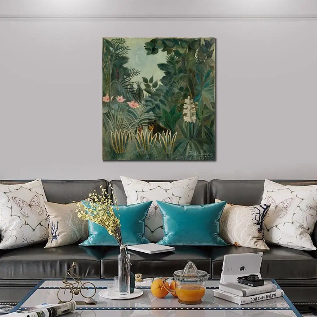 

Modern Canvas Art Jungle Painting Equatorial Henri Rousseau Oil Replicas Hand Painted Landscape Artwork High Quality Wall Decor