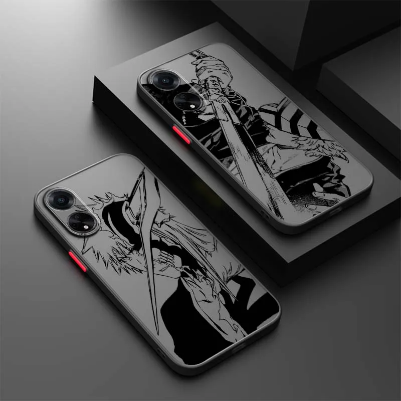 

Anime Luxury Bleach Logo Art Phone Case For OPPO Find X3 X5 Lite Pro A98 A94 A93 A78 A79 A76 A58 A57 5G Frosted Translucent