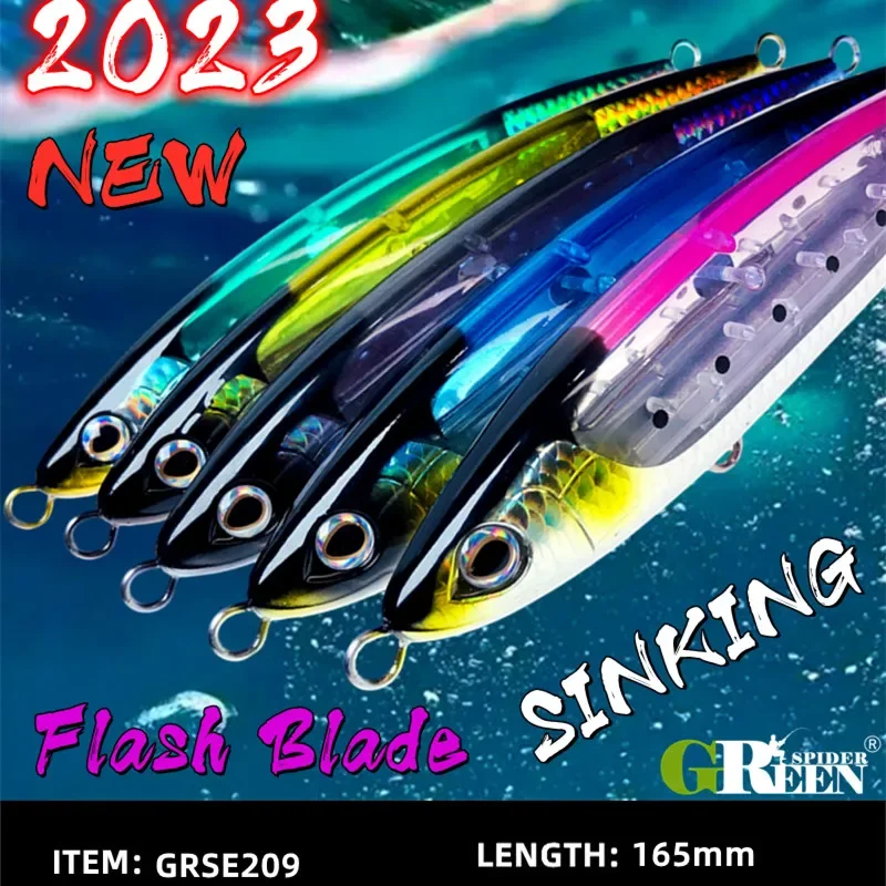 GRS New Sea Fishing Lure Stickbait Pencil Lure Top Water 165mm 70g GT Fishing Saltwater Stick Artificial Bait Flash Blade