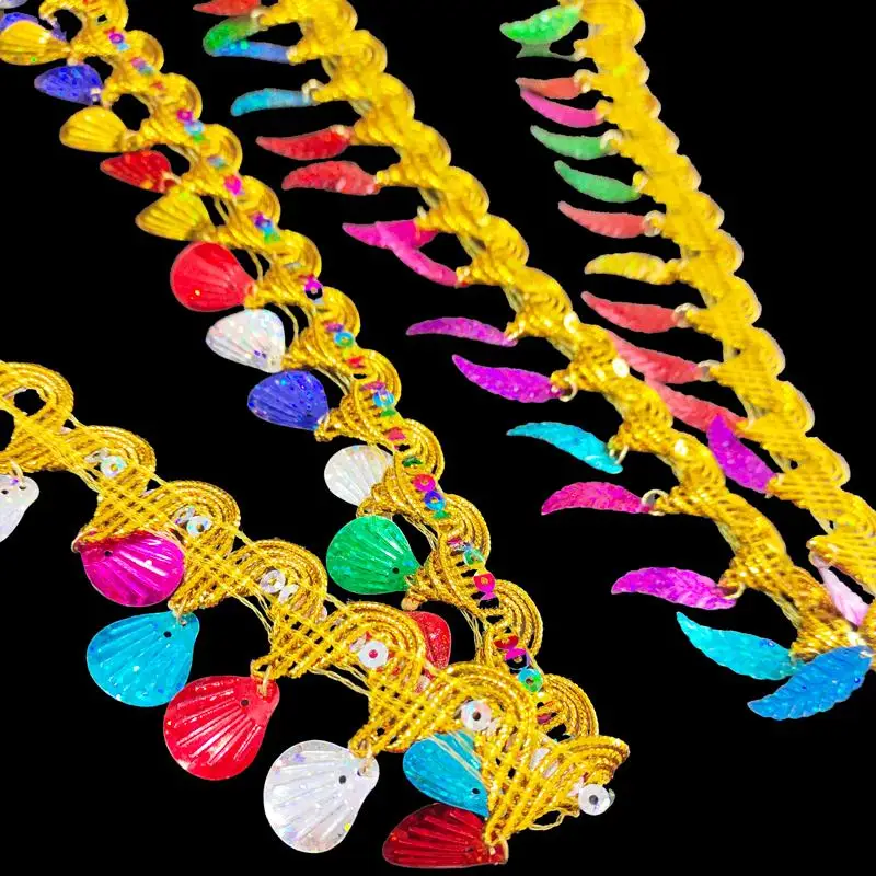 4Rolls Gold Lace Trim Embroidery 4Yard Ribbon Fabric For Sewing Wide Lot 3.66Meter Accessories Supplies Color Sequin 1Yard/Rolls