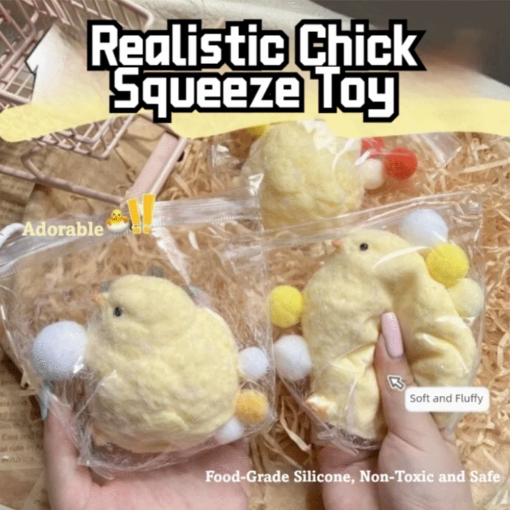New Soft Squeeze Chick Toy Slow Rebound Yellow Color Squeeze Toy Handmade Fluffy Texture Stress Relief Toy for Adults
