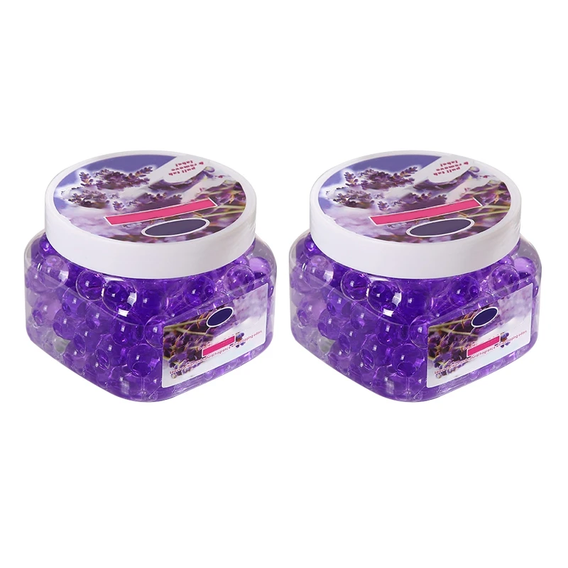 2 PCS Odor Eliminator Gel Beads Long Lasting Purple For Bathrooms, Cars, Pet Areas (Lavender)