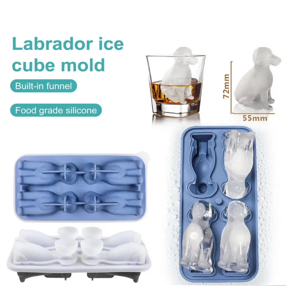 

Bourbon Drink Accessory Flexible Silicone 3d Dog Ice Cube Mold Tray for Whiskey Cocktails Funnel Beverage Ice Mold for Drinks