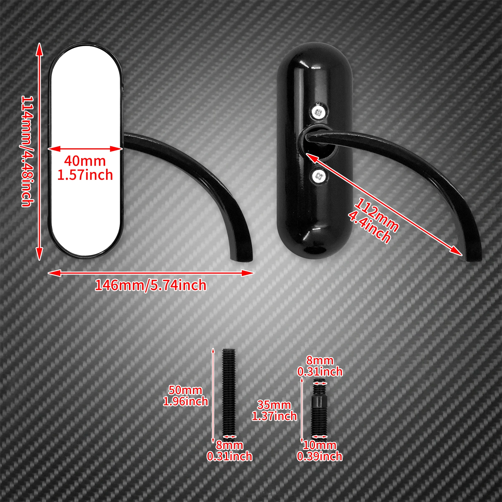 Motorcycle Rearview Mirror Oval Side Mirror Matte Gloss Black For Harley Touring Sportster XL 72 Dyna Softail Fat Boy Road Glide