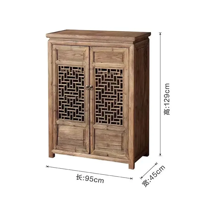 Wabi Sansan wiatr z litego drewna rzeźbiony kwiat i jadalnia szafka boczna stary wiąz chińska koronkowa szafka boczna