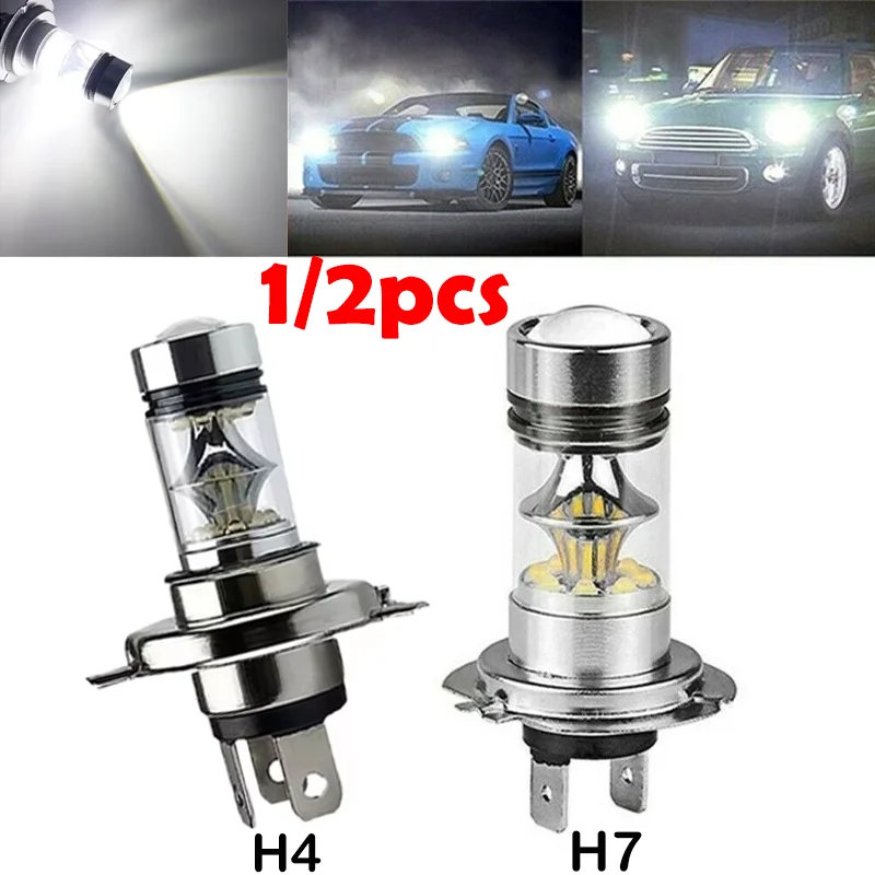 100W H4 H7 Car Headlight Bulbs High-quality Cars Super Bright LED Daytime Driving Fog Light Lamp Auto Exterior Accessories