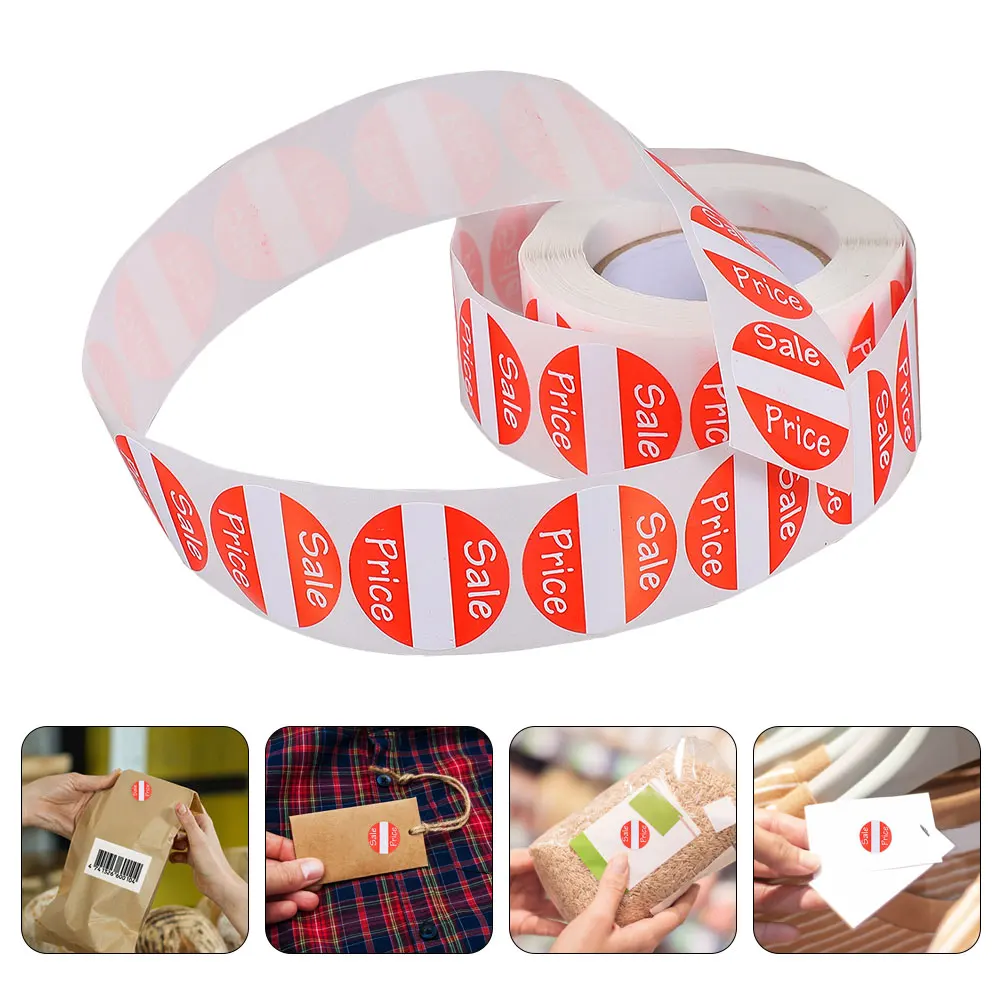 

4 Rolls Supermarket Sales Stickers Price Tag Sticker Pre-Priced Decals Self-Adhesive Retail Supply Sale Round Pricing Labels