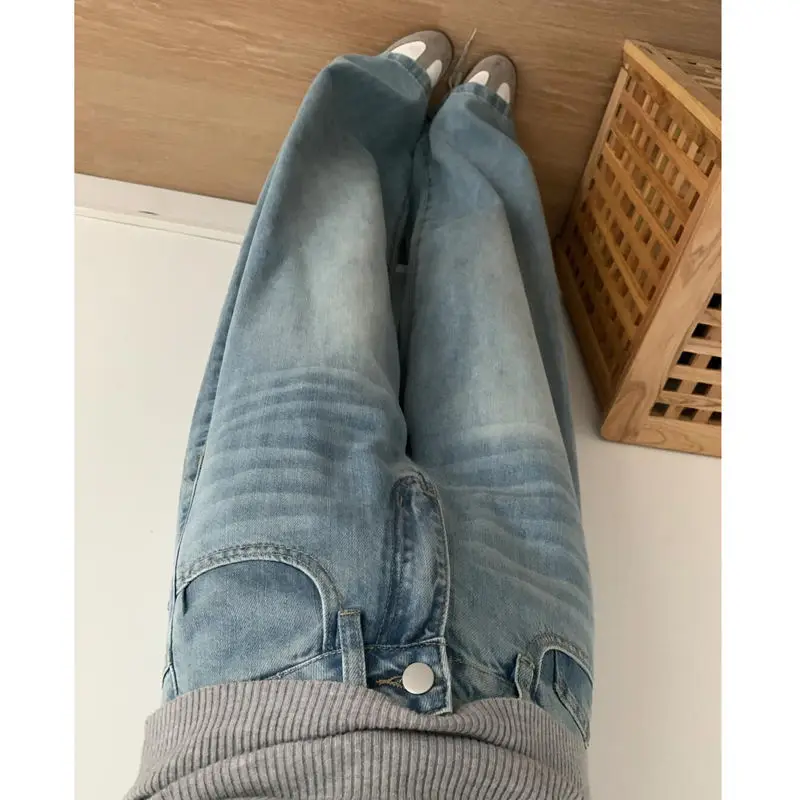 

Джинсы женские джинсовые Y2K зимние с рюшами плиссированные драпированные с разрезом асимметричные детали сбоку женская мода уникальный стильный