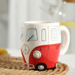 Hand-made Ceramic Cup Chocolate Milk Cup Small Animal Mug Cartoon Bus Milk Tea Cup Children Cute Girl