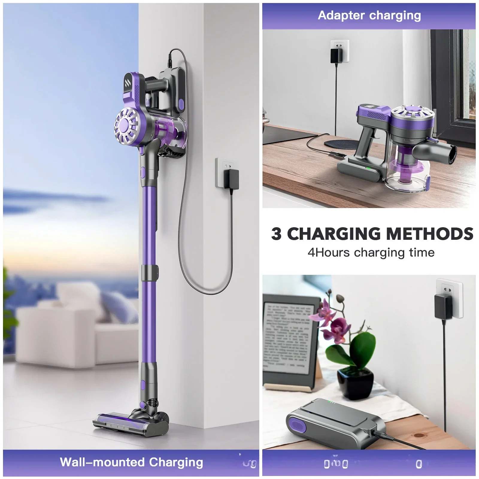 Portable vacuum cleaner household small large suction handheld push rod two-in-one cleaning hair telescopic vacuum cleaner