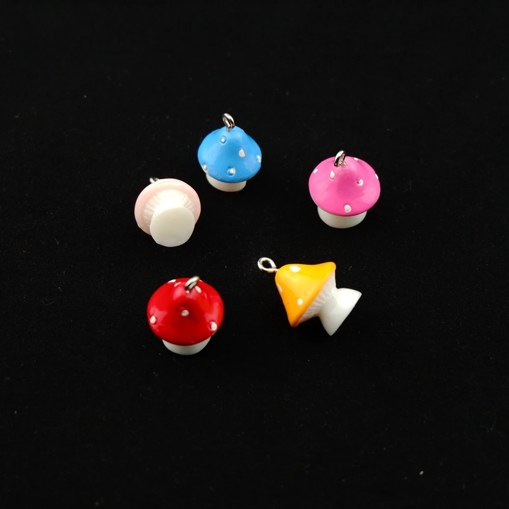 10pcs/Lot Resin Mushroom Charms For Bracelets Necklace Earring   Jewelry Making DIY Craft Pendants  Handmade Dollhouse