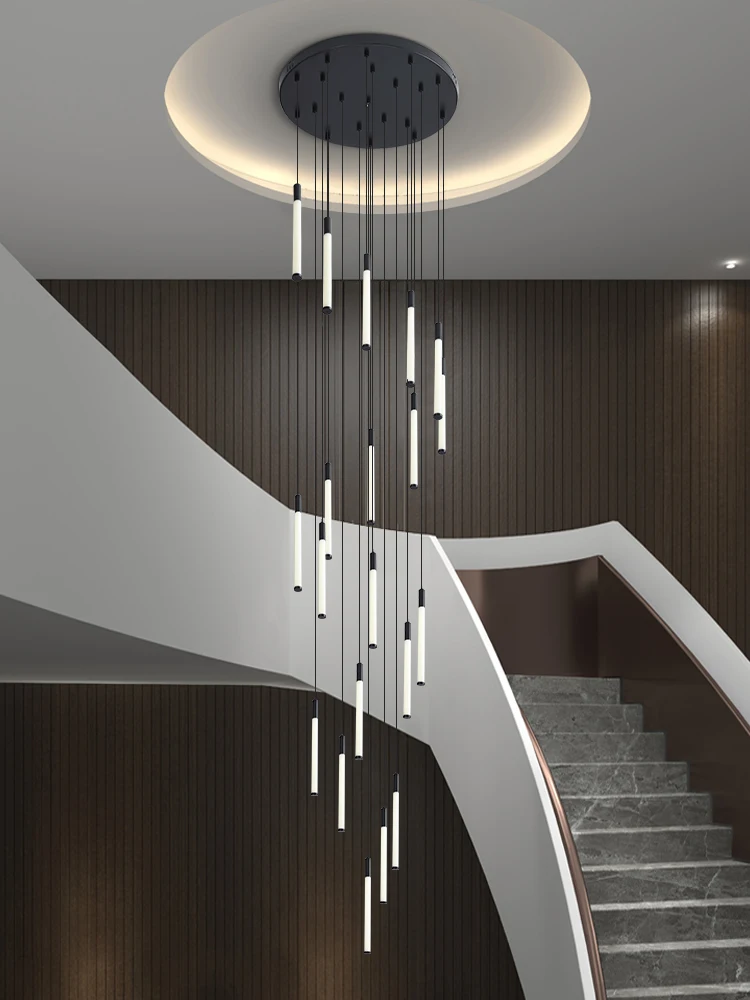 

Duplex Villa Spiral Sstaircase Ceiling Chandelier Hanging Lights Stair Chandelier Modern Lighting Long Staircase Pendant Light