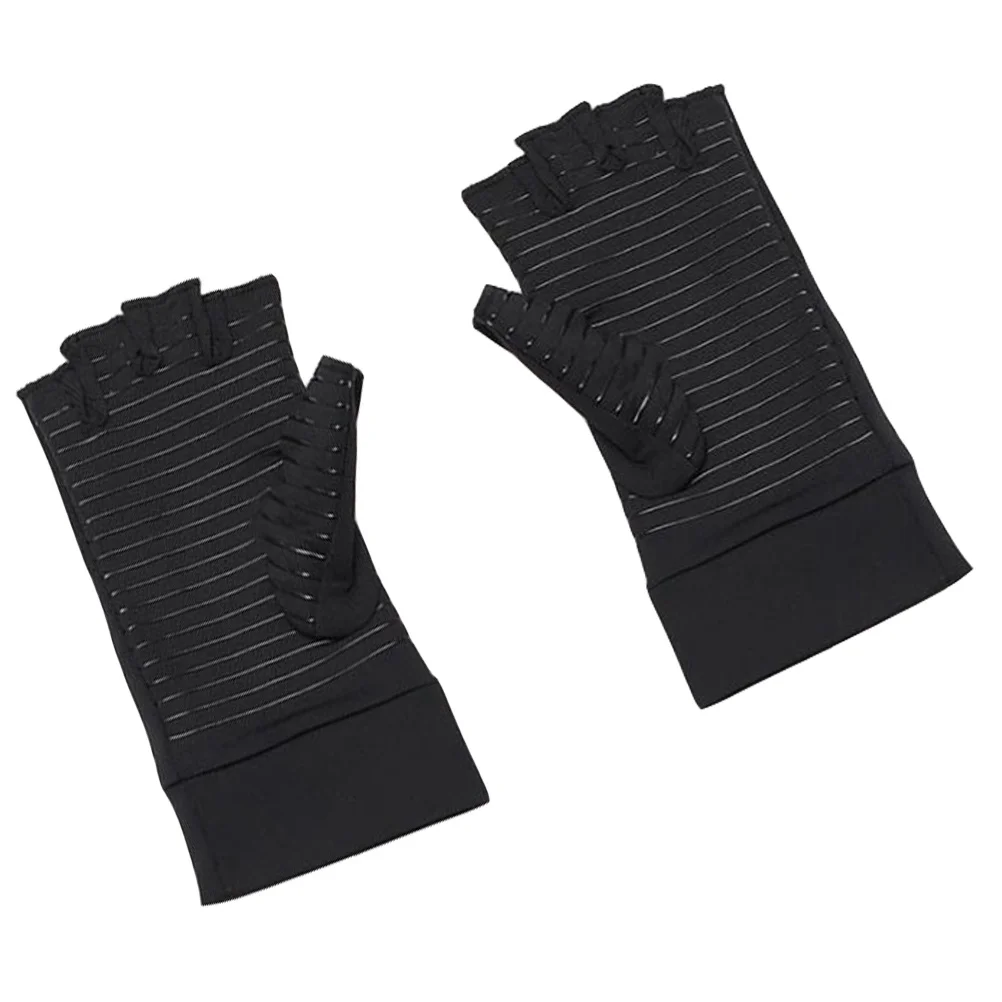 1Pair Non-Slip Sports Gloves Half Finger Design Breathable Arthritis Relief Compression Hand Protectors for Men Women Running
