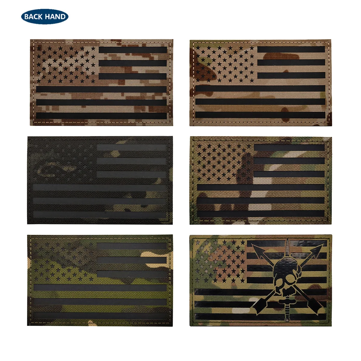 5*3inch Us Flag Patches Laser Cut Reflective Magic Sticker Badge Armband Backpack Hook and Ring Patch for Clothes Embroidery DIY