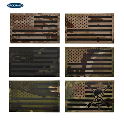 5*3inch Us Flag Patches Laser Cut Reflective Magic Sticker Badge Armband Backpack Hook and Ring Patch for Clothes Embroidery DIY