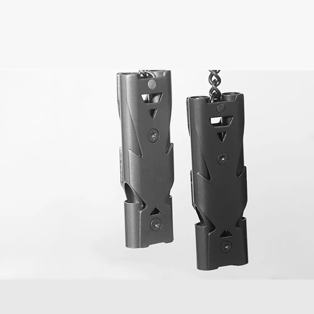 

Высокочастотный двойной свисток из нержавеющей стали для выживания, активного отдыха и использования под водой, с брелоком в комплекте