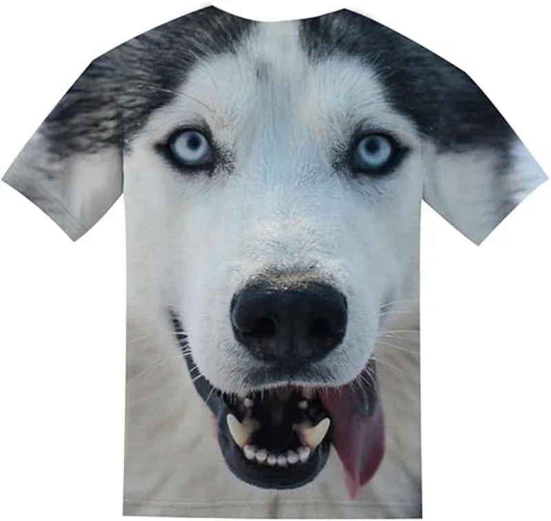 Camisetas con estampado 3D de cara de perro divertida de talla grande para hombres y mujeres, camisetas casuales de moda de verano con animales, camisetas de tendencia para niños