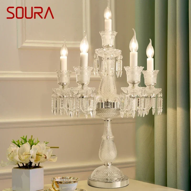 

SOURA European Style Crystal Table Lamp Candle Lamp Luxurious Living Room Restaurant Bedroom Villa Wedding Desk Lamp