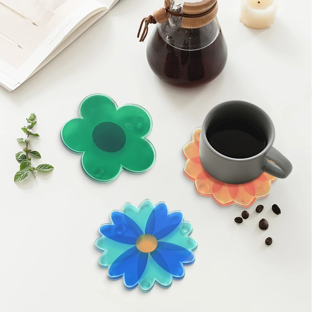 1PCS Cup Holders Irregular Flower Coffee Coasters Acrylic Ins Heat Resistant Drink Mug Pad Table Decoration and Accessories Deco