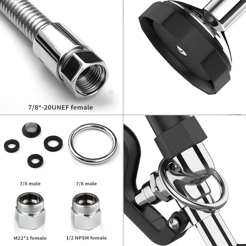 

Stainless Steel Pre Rinse Spray Valve with 45” Hose Ergonomic Handle for Commercial Kitchen Sink Water Flow Pre Rinse Sprayer