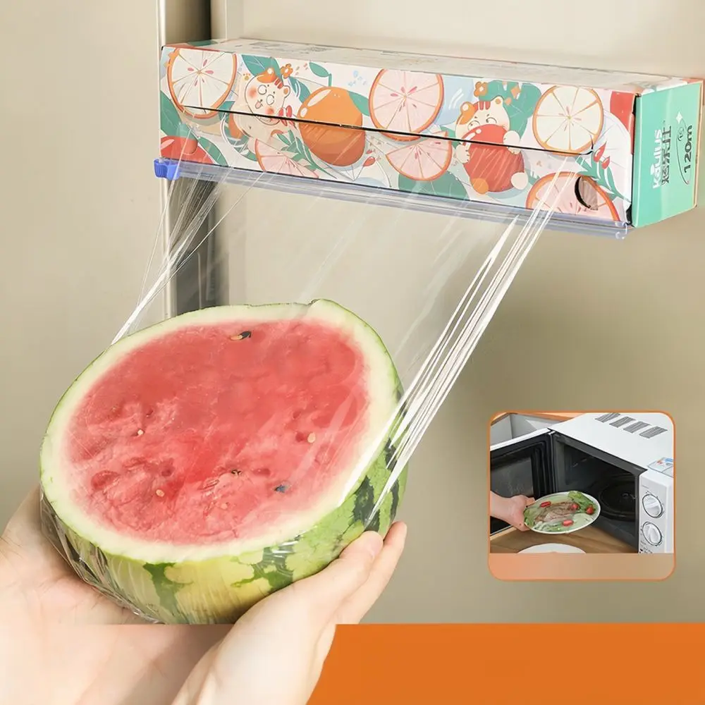 Durable Kitchen Cling Film Dispenser Sliding Blade Food Storage Box Organizer For Home Daily Fresh Keeping Wrap Supply