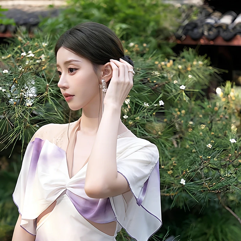 Original Cool-Toned Asymmetric Phalaenopsis Earrings Handcrafted Minimalist Statement Floral Jewelry for Women