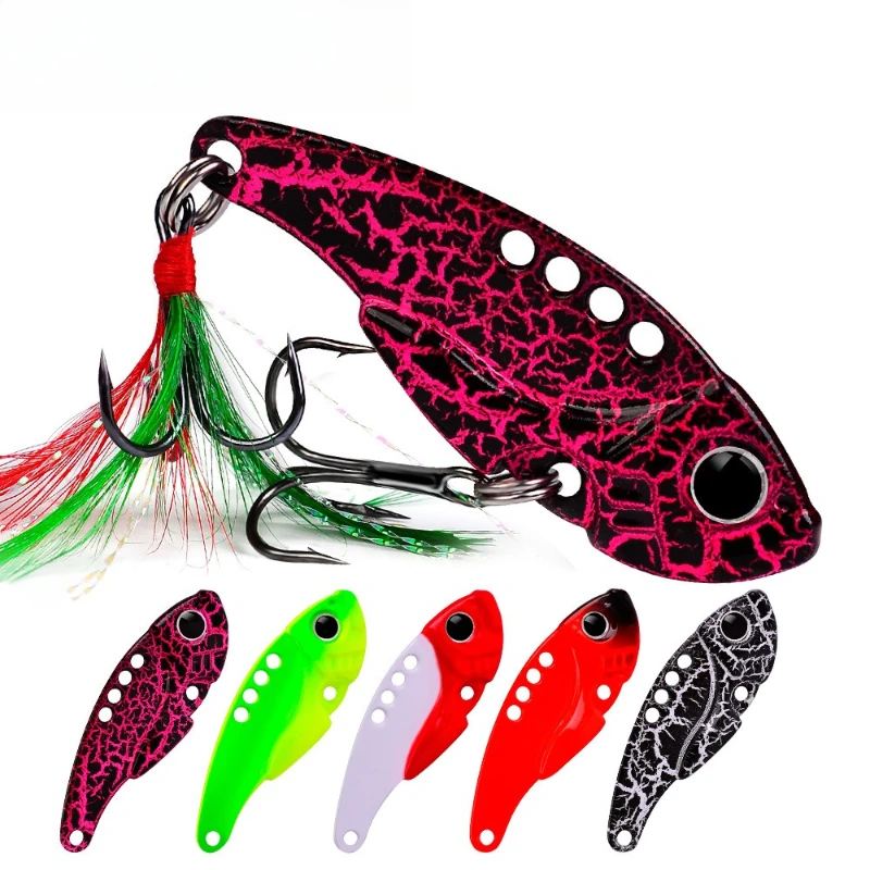 

5pcs 5.5cm11g VIB Vibration Spoon Fishing Lure Casting Lure Sinking Artificial Hard Bait with Double Treble Hooks for Bass
