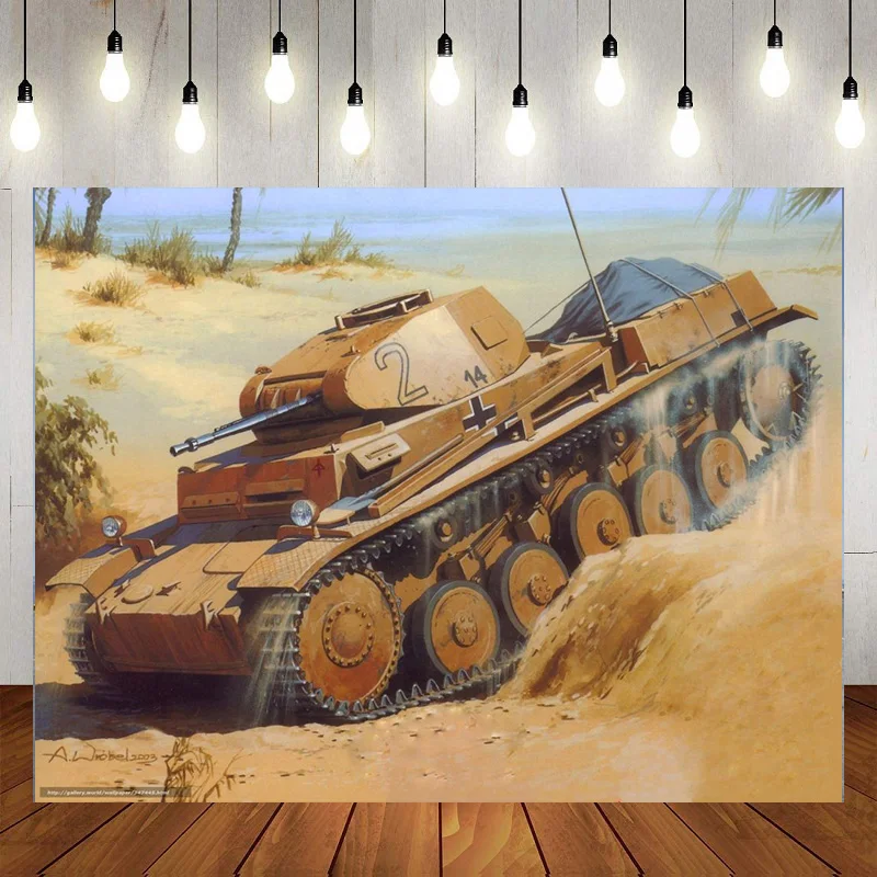 Tank Car Photography King Of The Land Backdrop Armored Vehicle Soldier Background Banner Decoration Happy Birthday Party