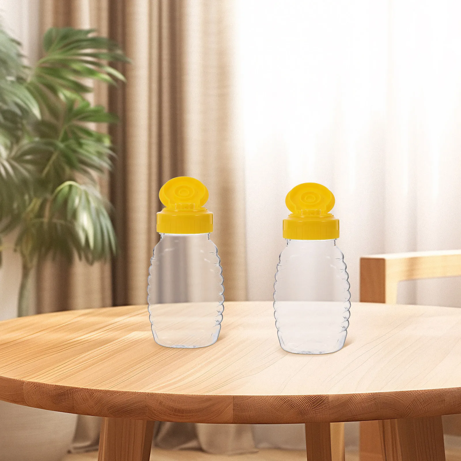 

2Pcs Refillable Honey Dispenser Squeeze Bottles Leak-Proof Containers for Kitchen Sauce Honey Syrup Mustard Ketchup 108Ml