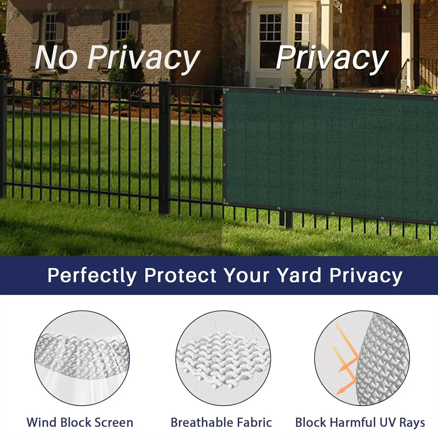 Privacy Fence Screen 6'x50' Heavy Duty Windscreen Fencing Mesh Fabric Shade Cover for Outdoor Wall Garden