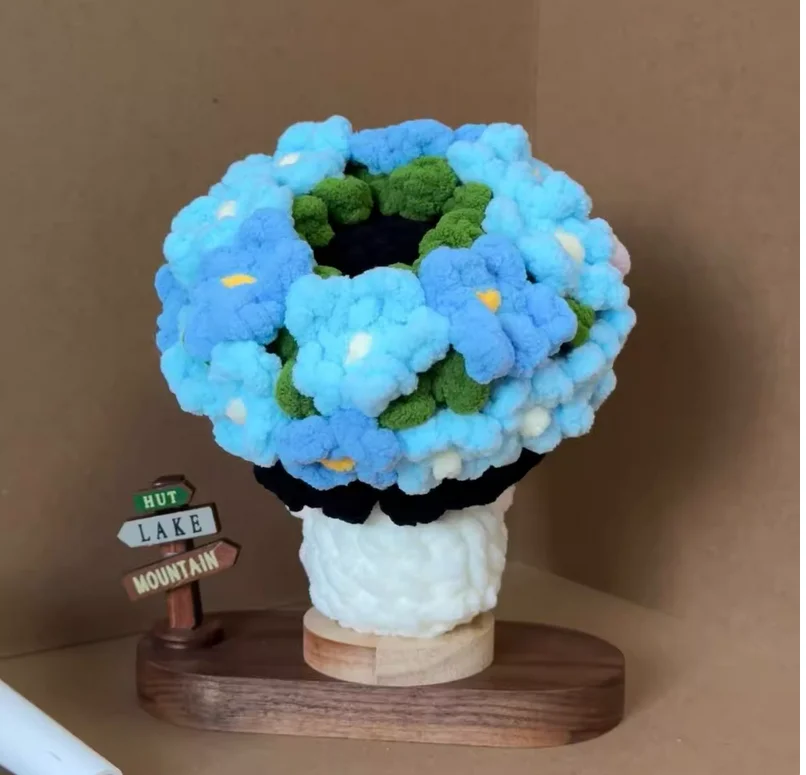Gummy bear-shaped handmade knitted wool dolls, crocheted with ice yarn, a handcrafted gift.