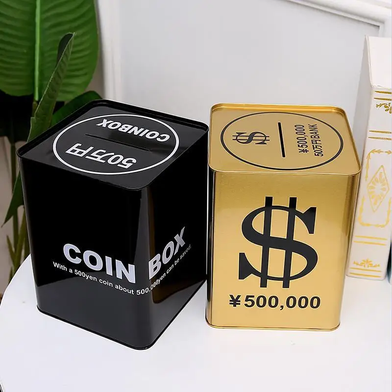 

Mini Safe Box Large Capacity Money Coin Cash Storage Tank Portable Piggy Bank Household Security Box Anti fall Metal Saving Bank