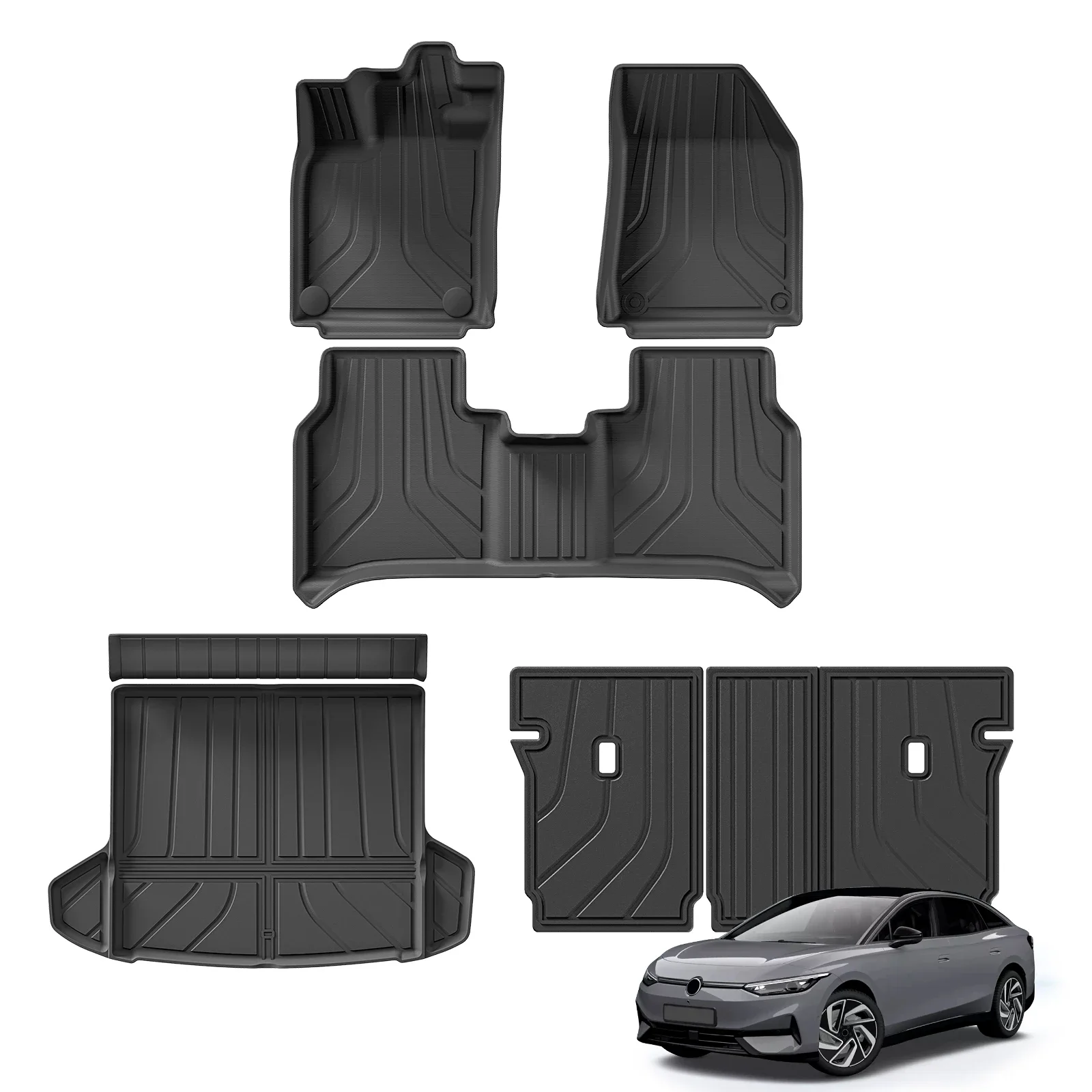 

For Volkswagen ID.7 VW 2024 Car Trunk Mat TPE Car Floor Mats All Weather Rear Trunk Pad Cargo Liner Seat Back Anti Dirty Pads