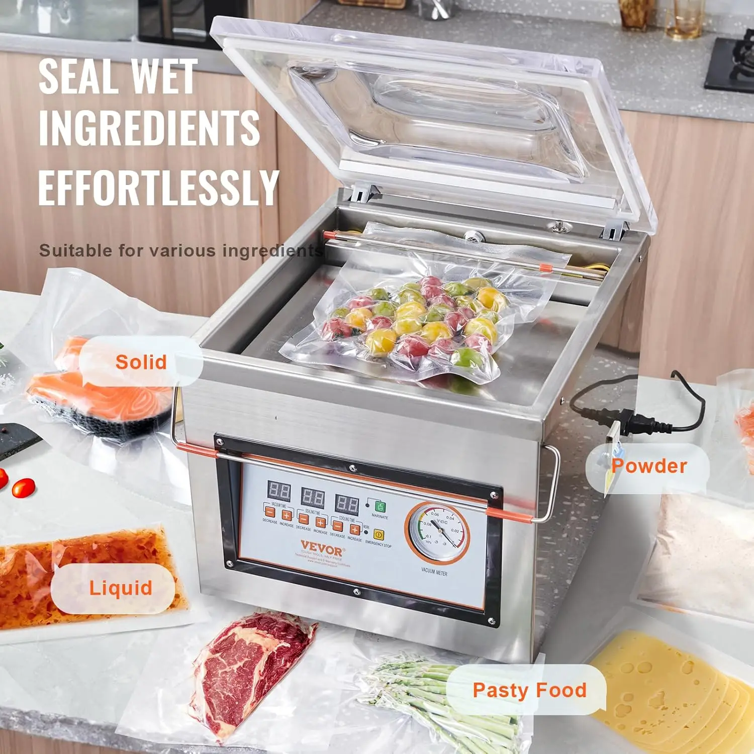 Chamber Vacuum Sealer DZ-260C Kitchen Food Chamber Vacuum Sealer, 110V Packaging Machine Sealer for Food Saver