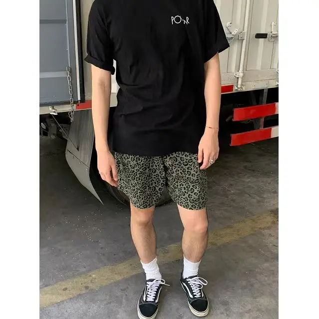 American Retro Camouflage Leopard Print Men's Loose Fit Five-Quarter orts Casual Loose Dstring Workwear Sle Youthful