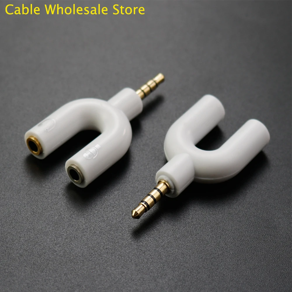 3.5mm Male To Two Female Audio Adapter Audio To Microphone Splitter Unique U-Shaped Microphone Speaker For Headphones 2-Way Jack