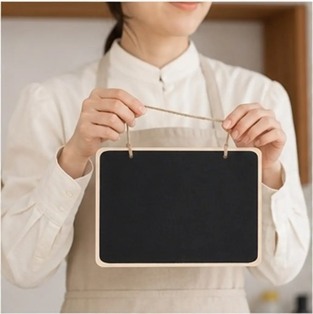 Small Wooden Chalkboard Sign Hanging Door Message Board Compact Lanyard Design for Home Office Cafe Store Wall Decor Erasable