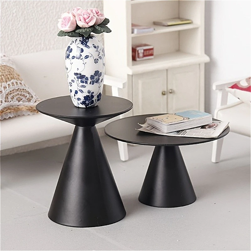 

1pc Dollhouse Mini Black Iron Tea Table Model Playhouse Living Room Bedroom Mini Furniture Ornament Display Imitation Accessory