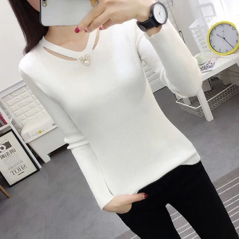 

V Neck Knitting Slim Simplicity Elegant Sweaters Autumn Winter Long Sleeve Solid Vintage Pullovers Fashion Trend Women Clothing