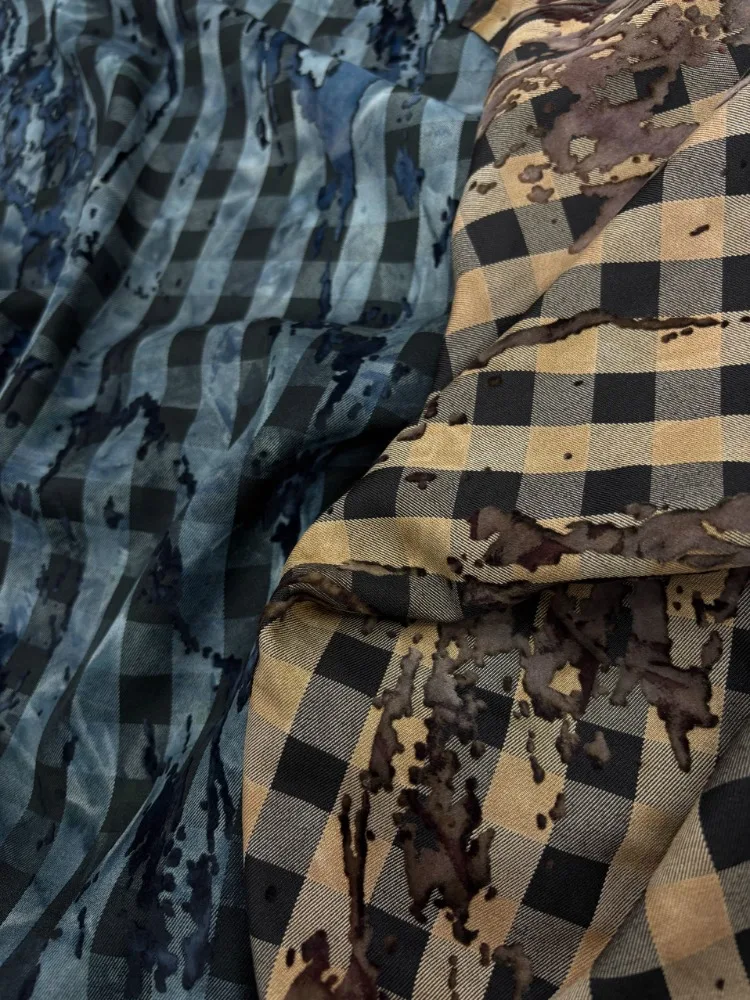 

Двухцветная клетчатая двухслойная хлопчатобумажная пряжа для модной одежды, рубашки, юбки, швейный материал «сделай сам», ткань на метр