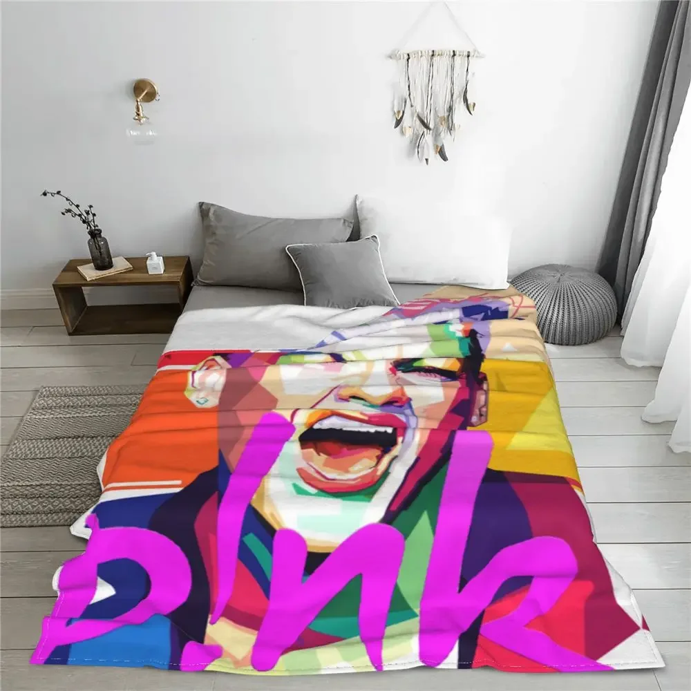 Alecia Beth Moore Blanket Pink Singer Album Airplane Travel Flannel Throw Blanket Soft Warm  Chair Sofa Bed Custom Bedspread