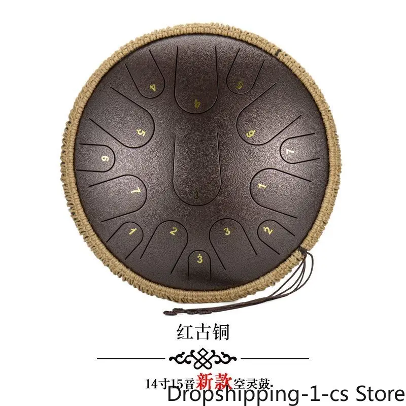 NEW Steel Tongue Drum 14 Inch 15 Tone Drum Handheld Tank Drum Percussion Instrument Yoga Meditation Music Lovers Gift