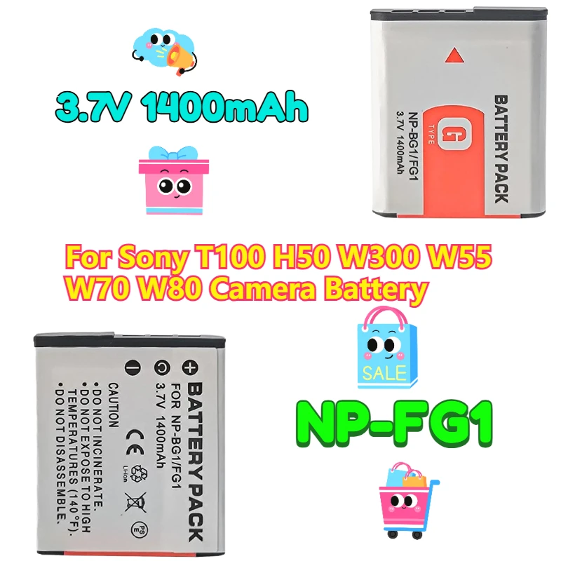 

3.7V 1400mAh NP-FG1 for Sony T100 H50 W300 W55 W70 W80 Camera Battery